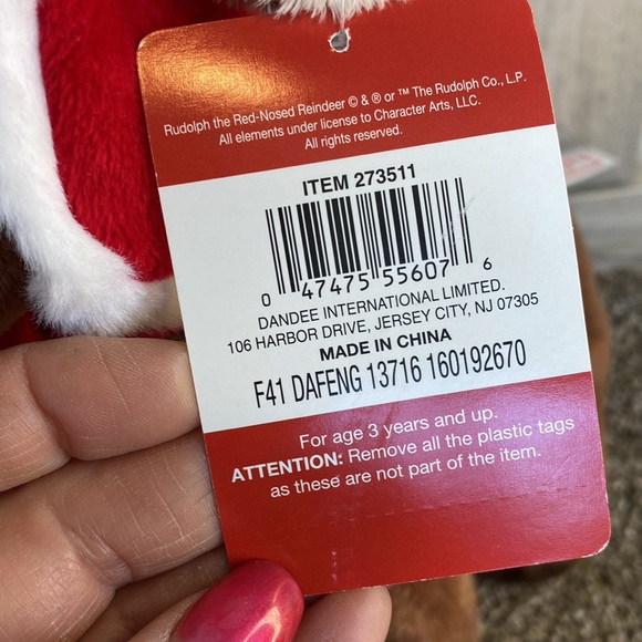 Rudolph The Red Nosed Reindeer Plush Christmas Hat /Scarf Stuffed Animal Dan Dee - Picture 12 of 12